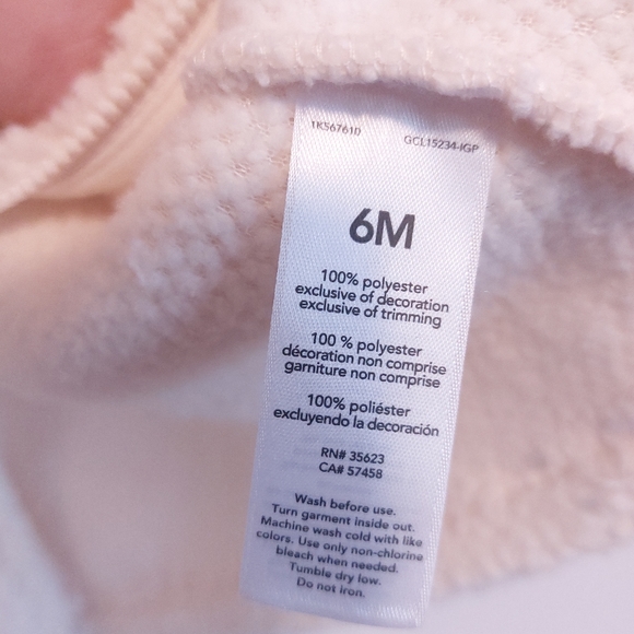 Carter's Baby Girl Ivory Off White Extra Furry Sherpa Outerwear Zipper Vest 6M - Picture 7 of 9